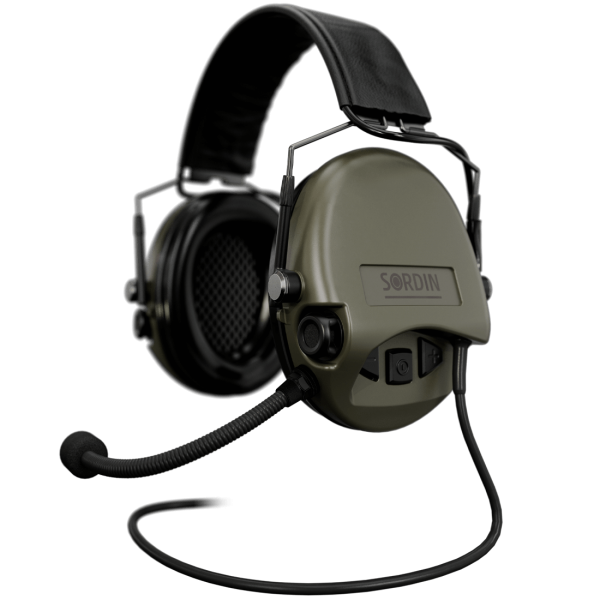 Sordin Supreme MIL CC mit NEXUS Stecker, Leder Kopfband, Grüne Cups